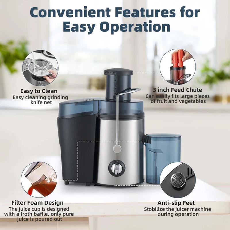 Home Use Multi-function Electric Juicer with Feed Chute for Whole Fruits and Veg . Juice Jug,BPA-Free, Easy to Clean Large Capacity