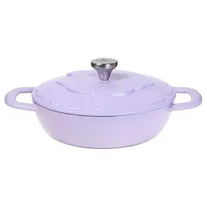 KitchenHQ 2qt. Cast Iron Ceramic Nonstick Dutch Oven w/Floral Pattern