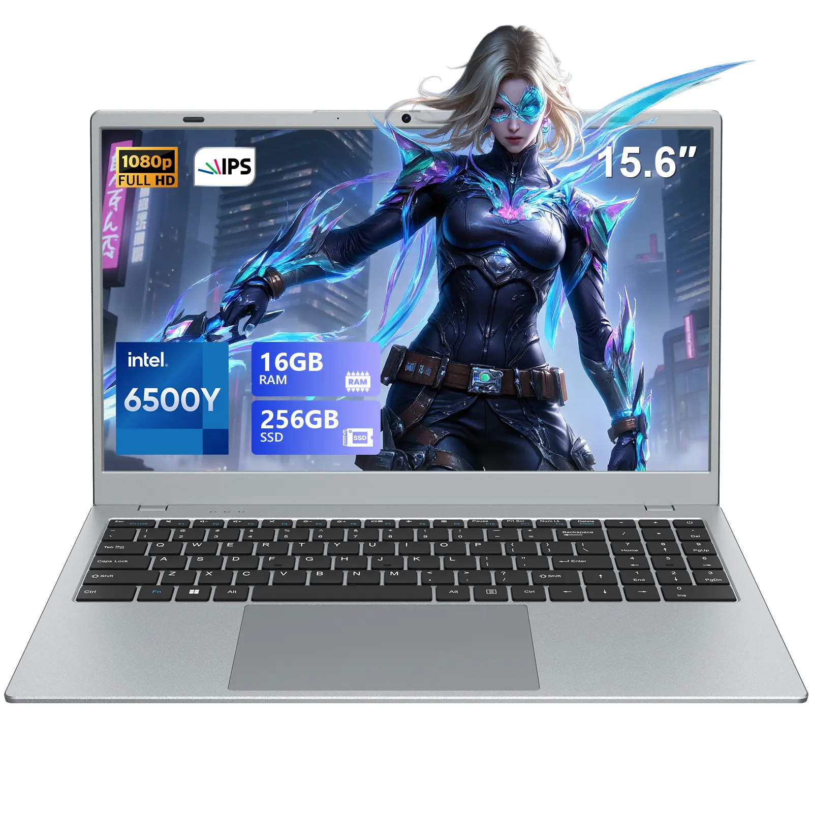 15.6” Slim Laptop Computer - Intel 6500Y (Up to 3.4GHz), 16GB RAM, 256GB SSD, FHD Display, Numeric Keypad, Lightweight, Dual Band WiFi 5, for Work & Daily Tasks