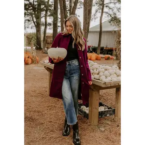 Madison Avenue Muse Boucle Button Down Coat in Windsor Wine