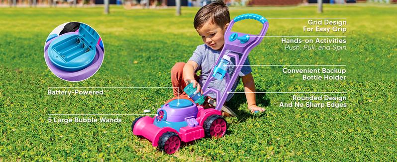 SLOOSH Bubble Lawn Mower Toddler Toys - Kids  Bubble Machine Summer Outdoor Push Toy Games, Backyard Garden Outside Play Toddlers Preschool Boys Girls Birthday Gifts Electric Dealsforyoudays