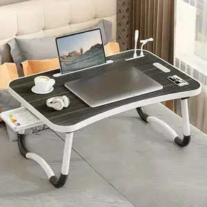 Portable Foldable Laptop Bed Desk with 4 USB Ports, Storage Drawer & Cup Holder – Ergonomic Lap Tray for Bed, Couch & Home Office, Convenient Desk for Working, Reading, and Relaxing