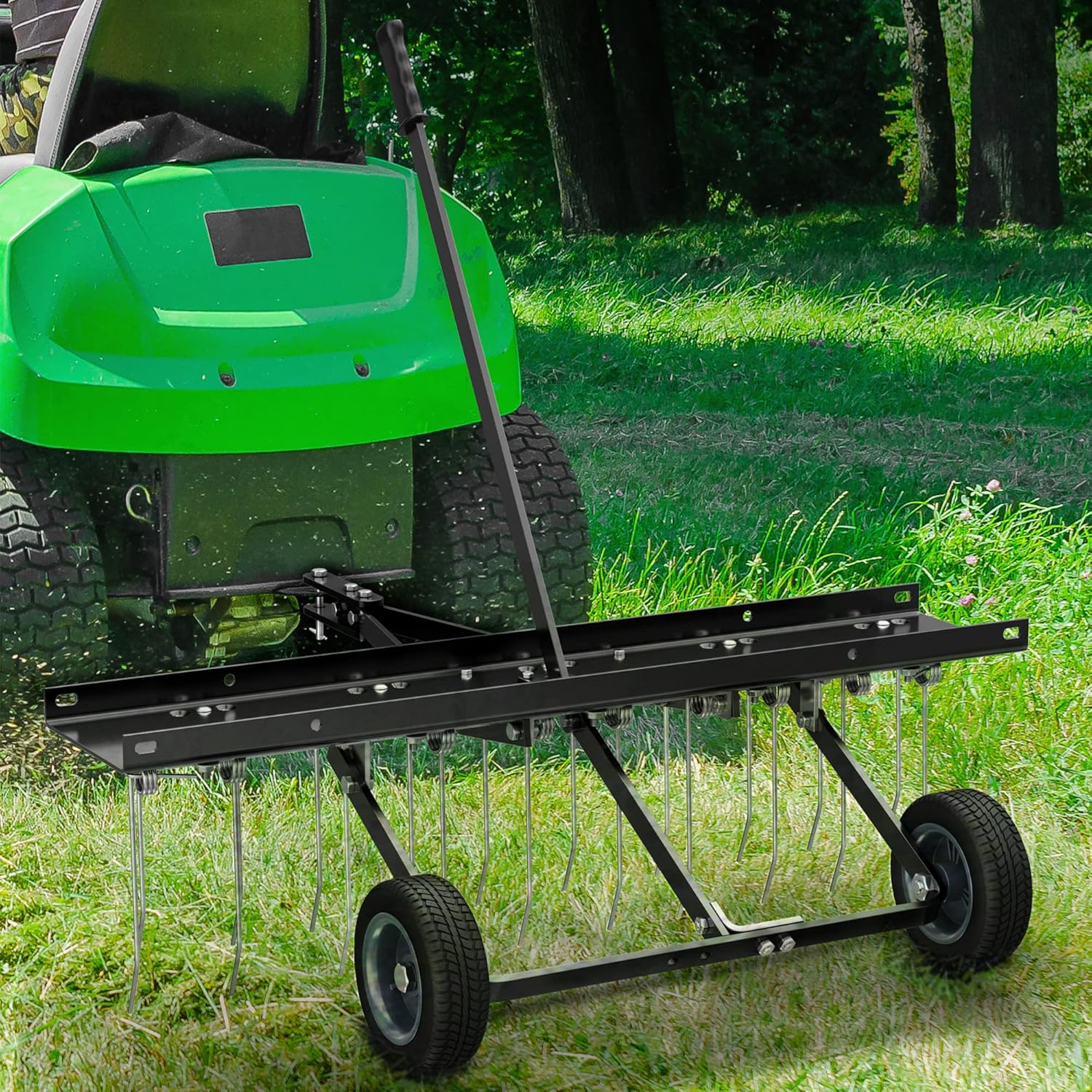 YITAMOTOR 40" Dethatcher Tow Behind Lawn Rake Lawn Sweeper with Black Blade Tool for Garden Maintenance & Easy Transport Blade Tool Garden