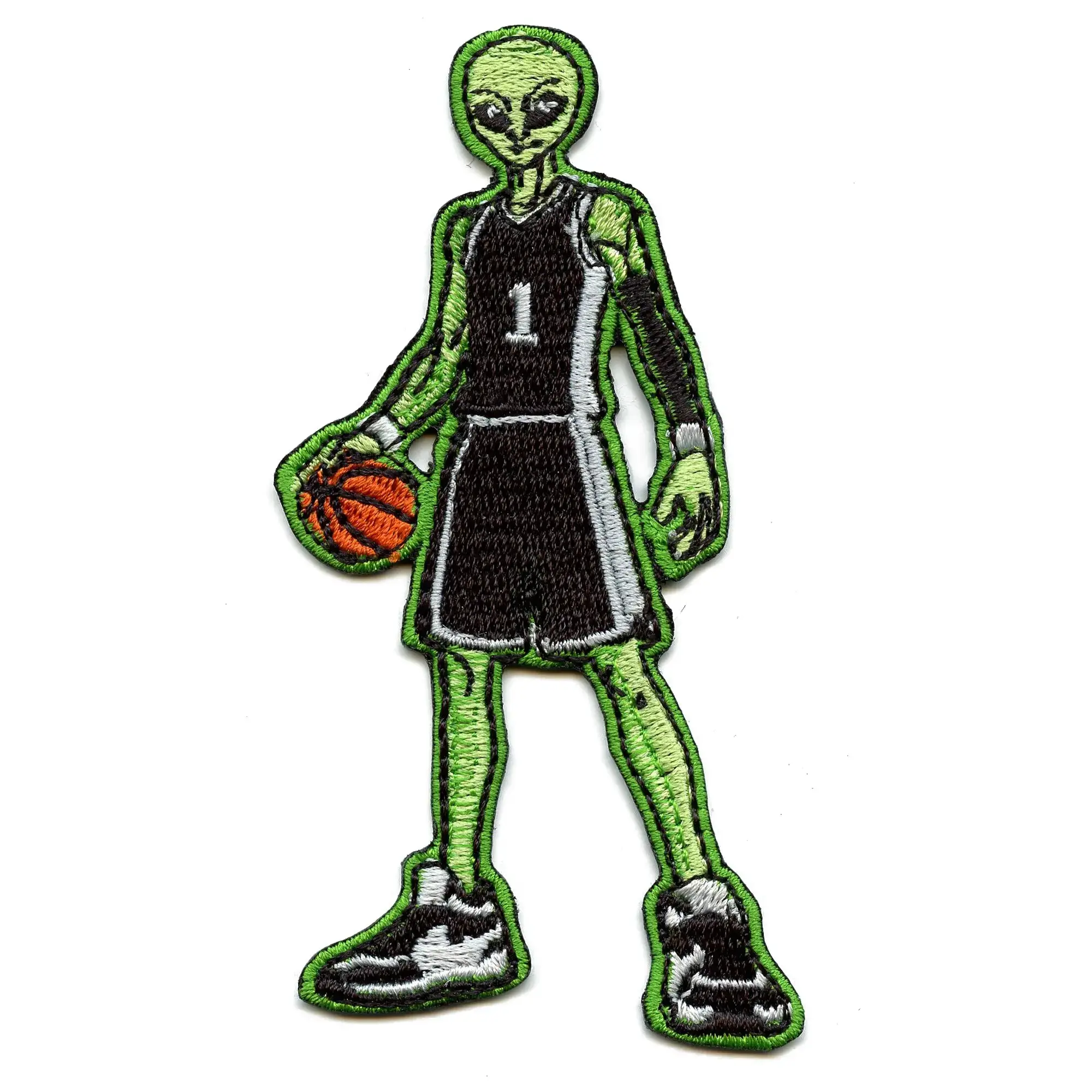 Tall Green Alien #1 Patch Elite Basketball Player Embroidered Iron On