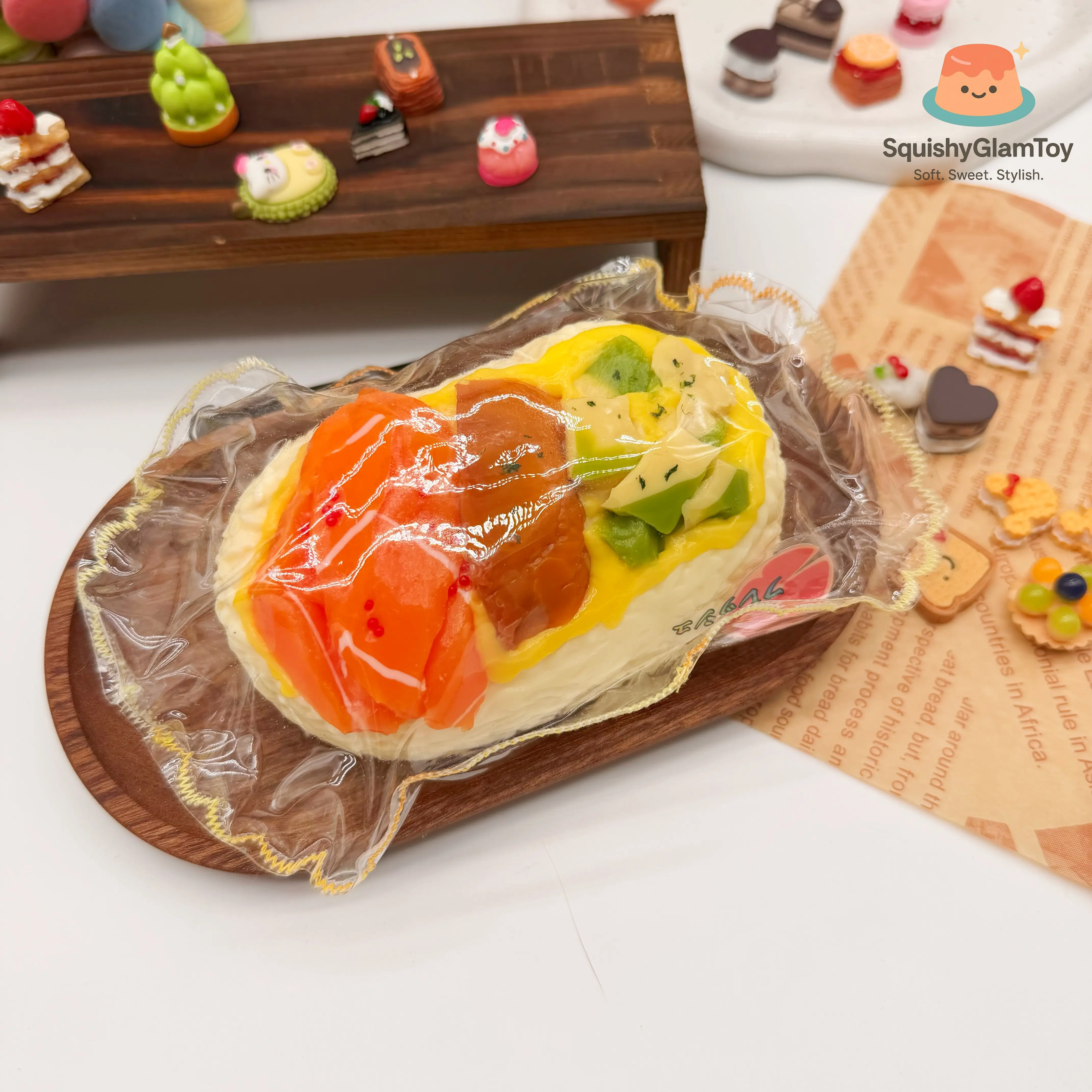 SquishyGlamToy Seafood Egg Rice Ball Squishy Japanese Onigiri Style | Seafood Topping Look | Taba Squishy | Soft Slow Rising