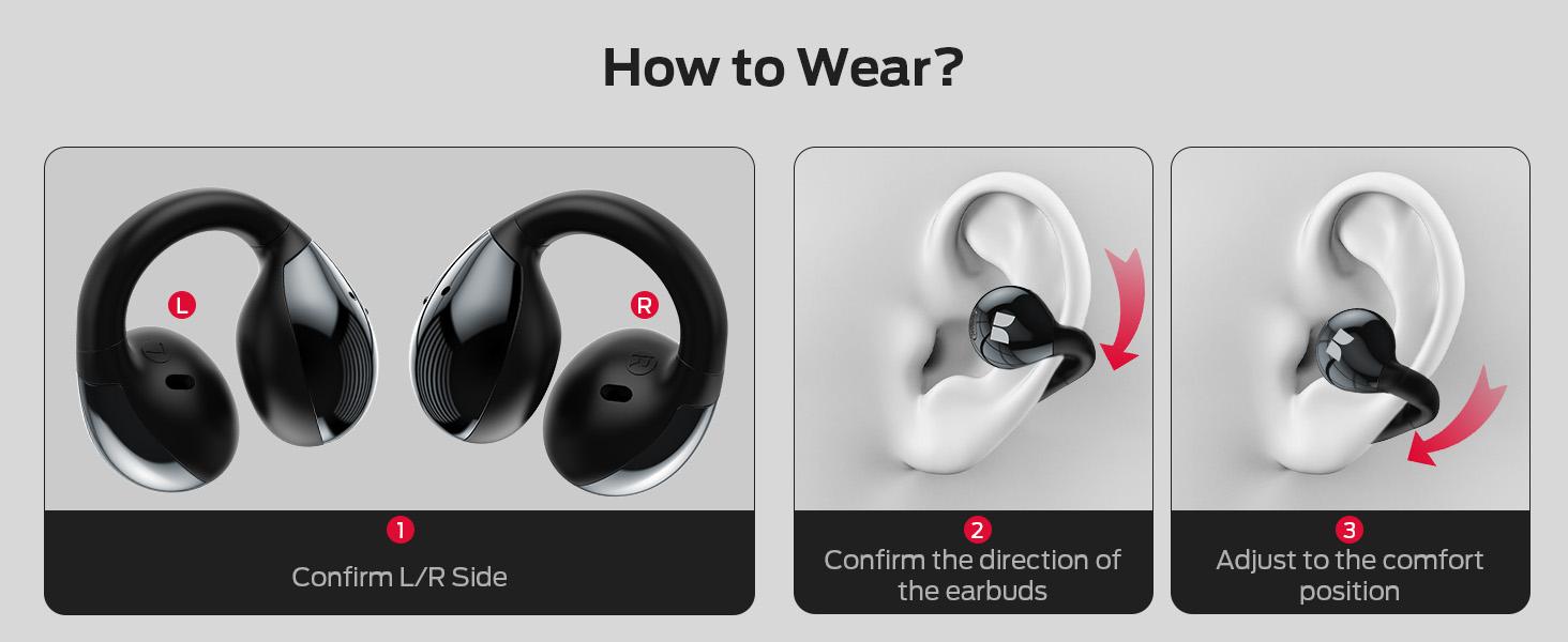 Monster Open Ear AC600 Headphones, Bluetooth 5.4 Wireless Earbuds with HiFi Stereo, Clip-On Earbuds with ENC Clear Call, 21H Playtime, Touch Control, IPX6 Waterproof Wireless Headphones for Sport