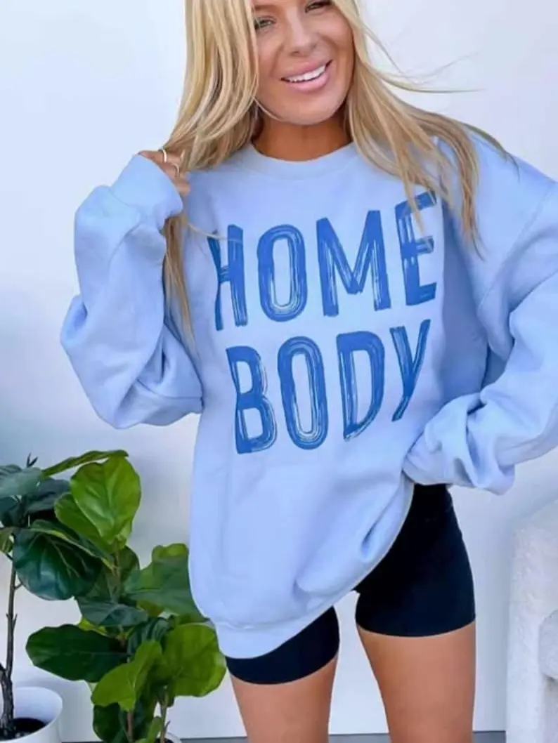 Homebody Sweatshirt, Cozy Graphic Pullover Sweater for Women, Comfy Loungewear Crewneck, Relaxed Weekend Outfit, Introvert Aesthetic Gift for Her