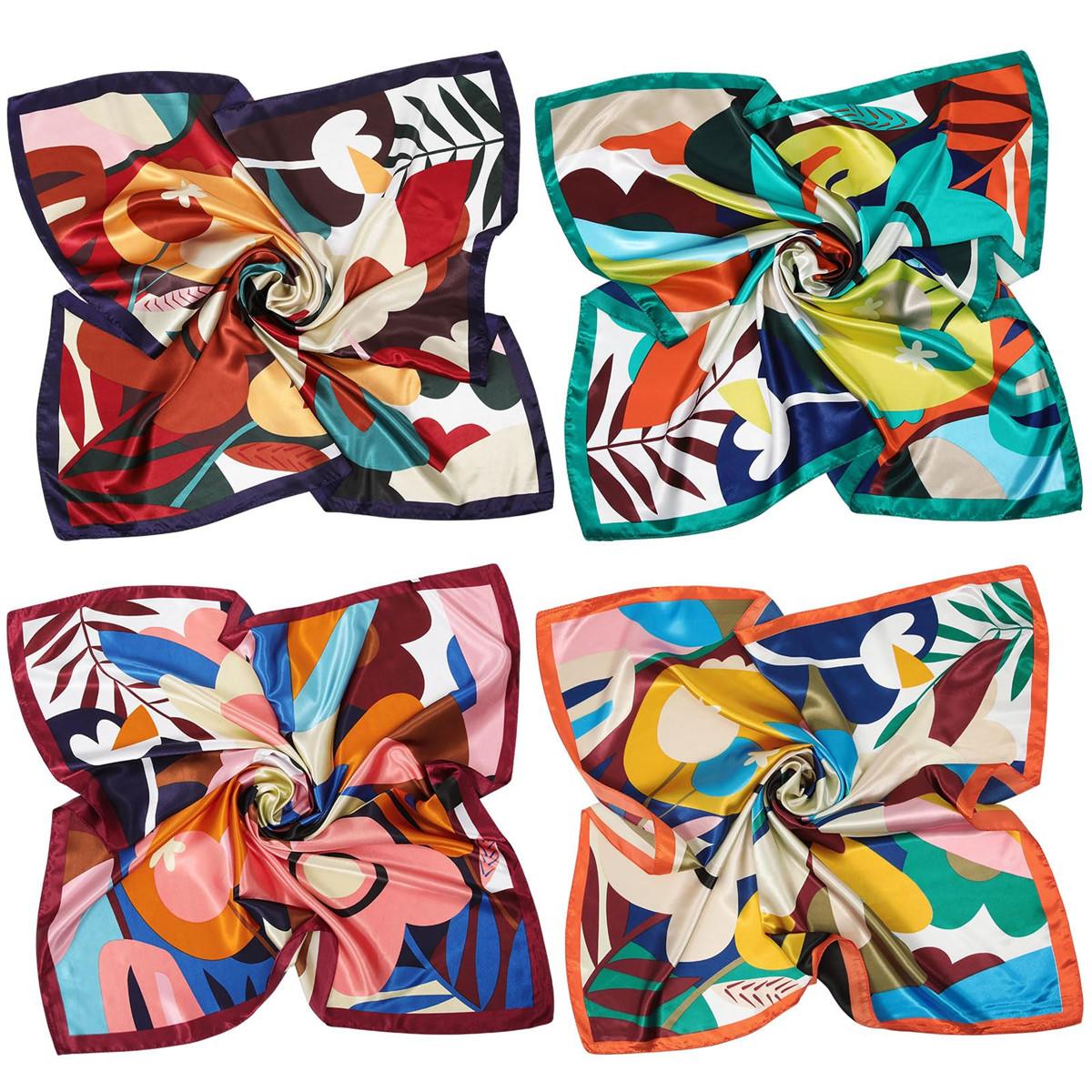 4-piece suit 35'' Printed Large Square Satin Head Scarf Neck Scarves for Women Silk Like Neck Hair Kerchief Bandanas Sleeping Head Wraps Hair Band Headscarf Female Hair Accessories 4-piece suit 35'' Printed Large Square Satin Head Scarf Neck Scarves for Women Silk Like Neck Hair Kerchief Bandanas Sleeping Head Wraps Hair Band Headscarf Female Hair Accessories