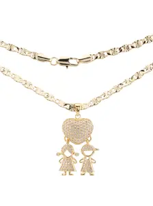 Pendant with BOY & GIRL figures in gold plating, includes an 18-inch or 24-inch chain. Gifts for Mom. Valentine's Day. Gift Necklace women