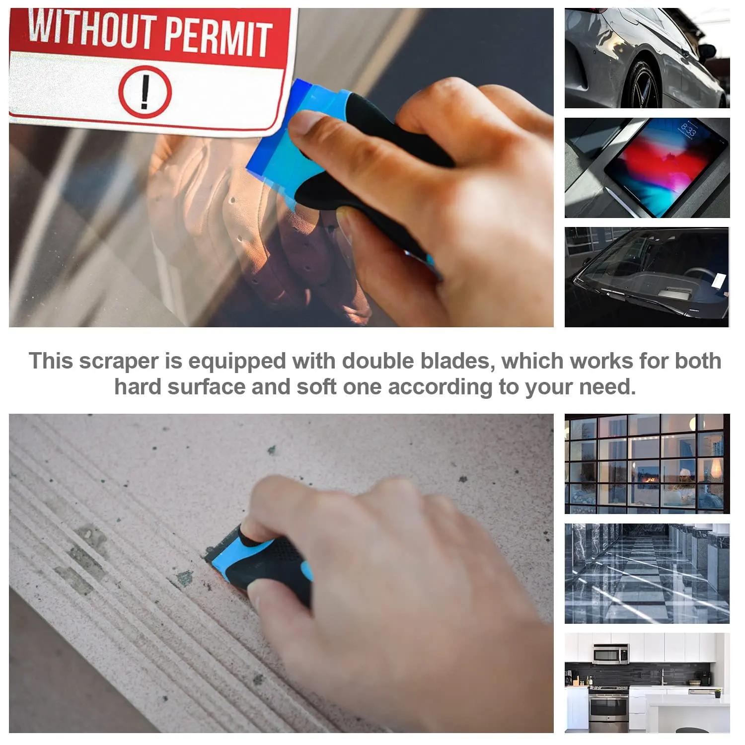 Multi-Surface Scraper Tool Kit Double-Edged Plastic Scraper Ergonomic Handle Safe Portable for Windows Stoves Cleaning Removal Stickers Decals
