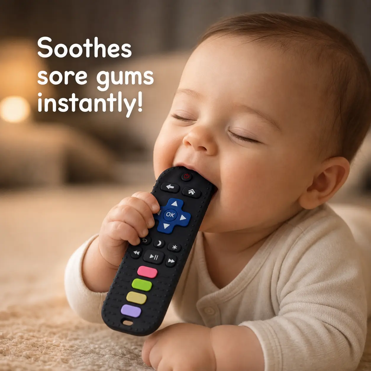 Teething Toys for Babies 3-12 Months, Remote Control Baby Teether, BPA-Free Silicone Sensory Toy, Montessori Learning Toy, Baby Essentials Must Haves