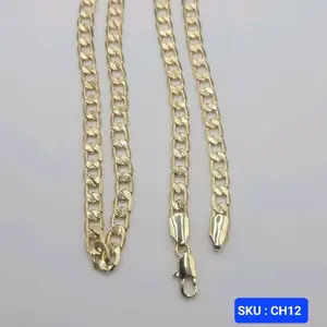 Cuban link Chain Diamont cut 24 Inches  Laminated Gold 6  Millimeters. Chain only