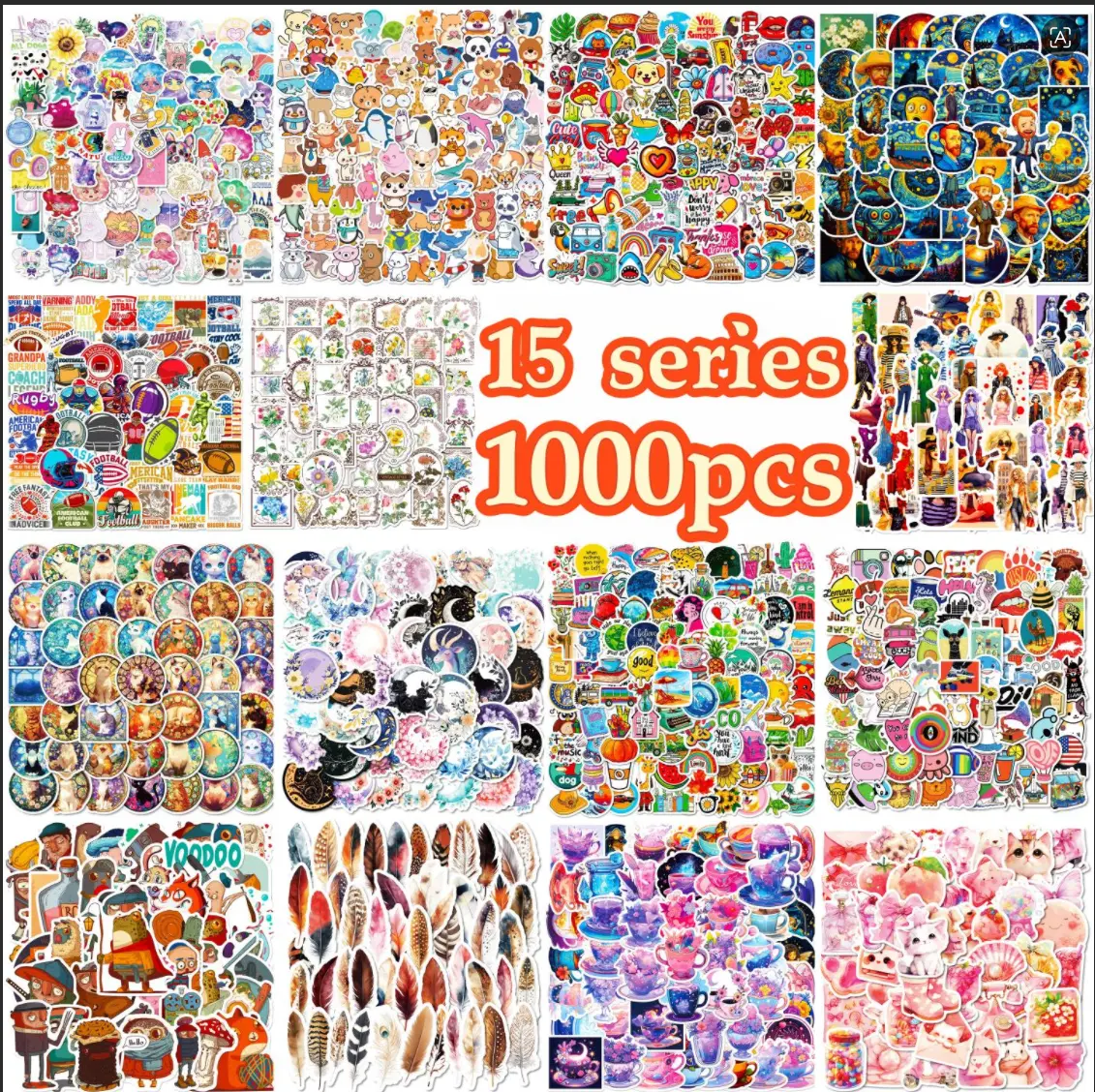 200/400/600/1000 PCS stickers, waterproof vinyl stickers,  creative stickers suitable for personalizing water bottles, suitcases, and laptops，A transparent plastic storage box is given as a gift. Gothic Witch Vintage Crafting Scrapbooking