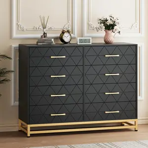 Modern 8 Drawer Dresser for Bedroom & Closet - Tall Wooden Chest with Soft-Close Glides, Anti-Tip Kit