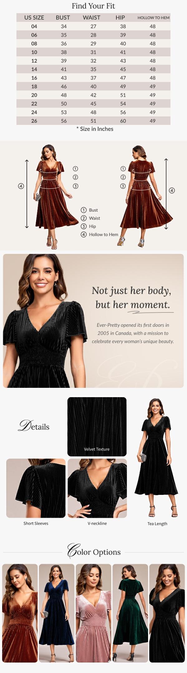 Ever-Pretty 2026 Valentine dress Spring Evening dress Graceful V-Neck Velvet Midi Wedding Guest Dress with Waist Detail & Short Sleeves Chic & Stretchy Bridesmaid Dress for Winter Formal Events Dress 01939 Ever-Pretty 2026 Valentine dress Spring Evening dress Graceful V-Neck Velvet Midi Wedding Guest Dress with Waist Detail & Short Sleeves Chic & Stretchy Bridesmaid Dress for Winter Formal Events Dress 01939