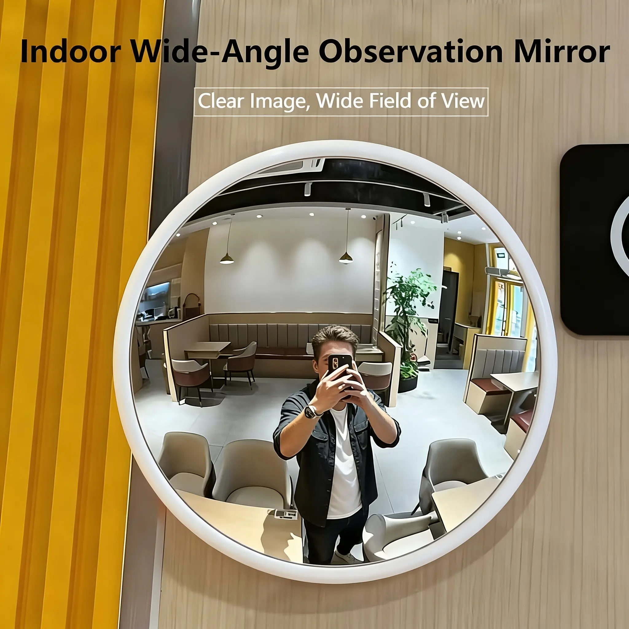 Modern Round Panoramic Convex Mirror, Wide Angle Horizontal Design, Portable Multi-Purpose Home Decorative Circle Mirror for Travel, Home Decor, Living Room, Bedroom, Hallway