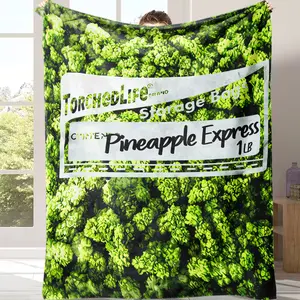 TonchedLife Dank Weed Printed Flannel Blanket Pineapple Express Design Warm Soft Comfortable Ideal Gift for All Seasons Fans and Friends