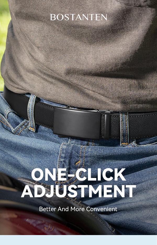 BOSTANTEN Mens Belt Leather Ratchet Easy Release Belt For Men Designer Belt Dress and Casual with Adjustable Buckle for Men's Wear Gift Textured Fathers Gift