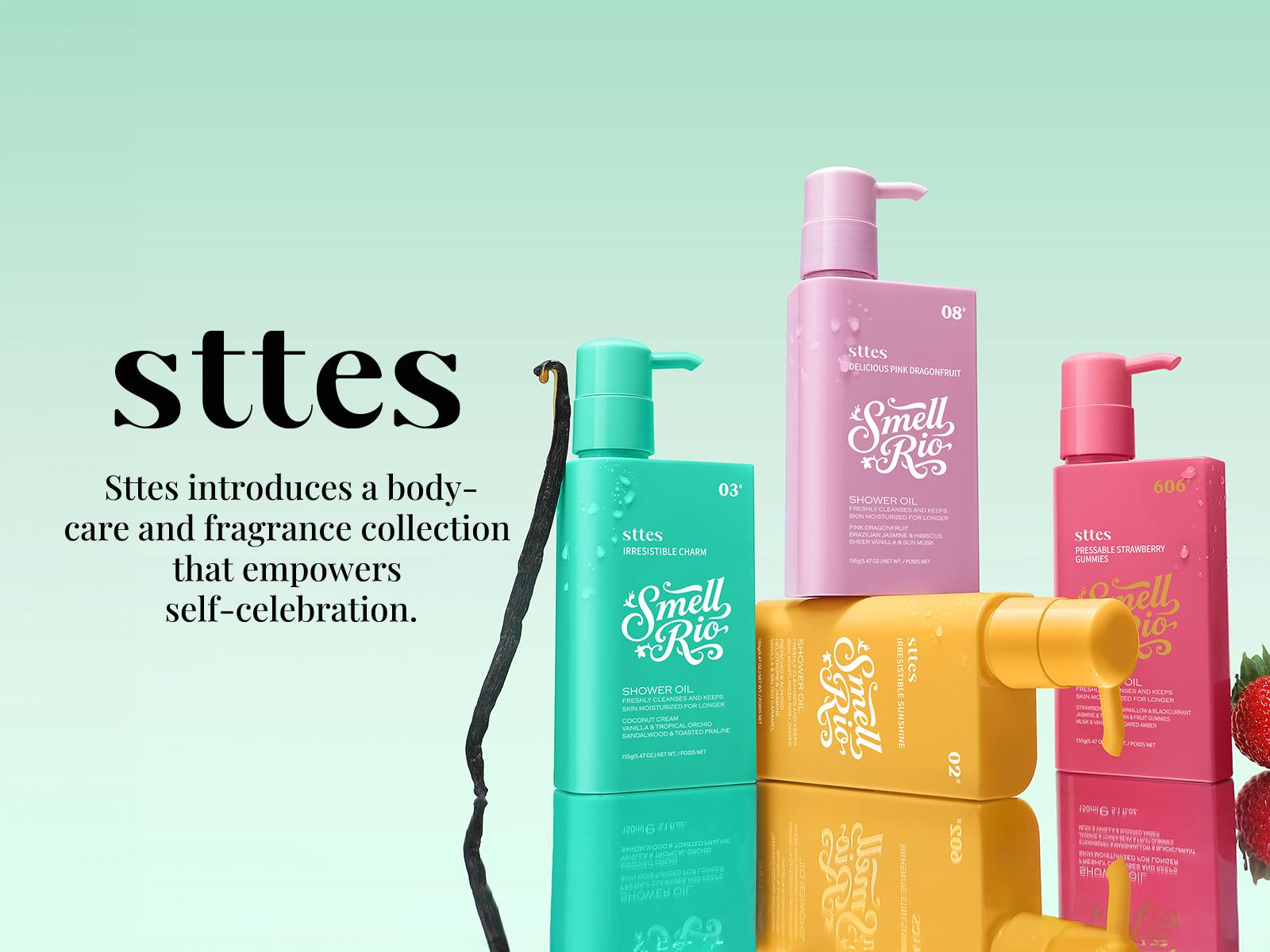 New!Sttes Shower Oil 02# (Irresistible Sunshine) 5.47 oz – Moisturizing Body Wash with Pistachio, Almond, Vanilla & Salted Caramel, Natural Plant Oils, No Mineral Oil, Parabens or Phthalates