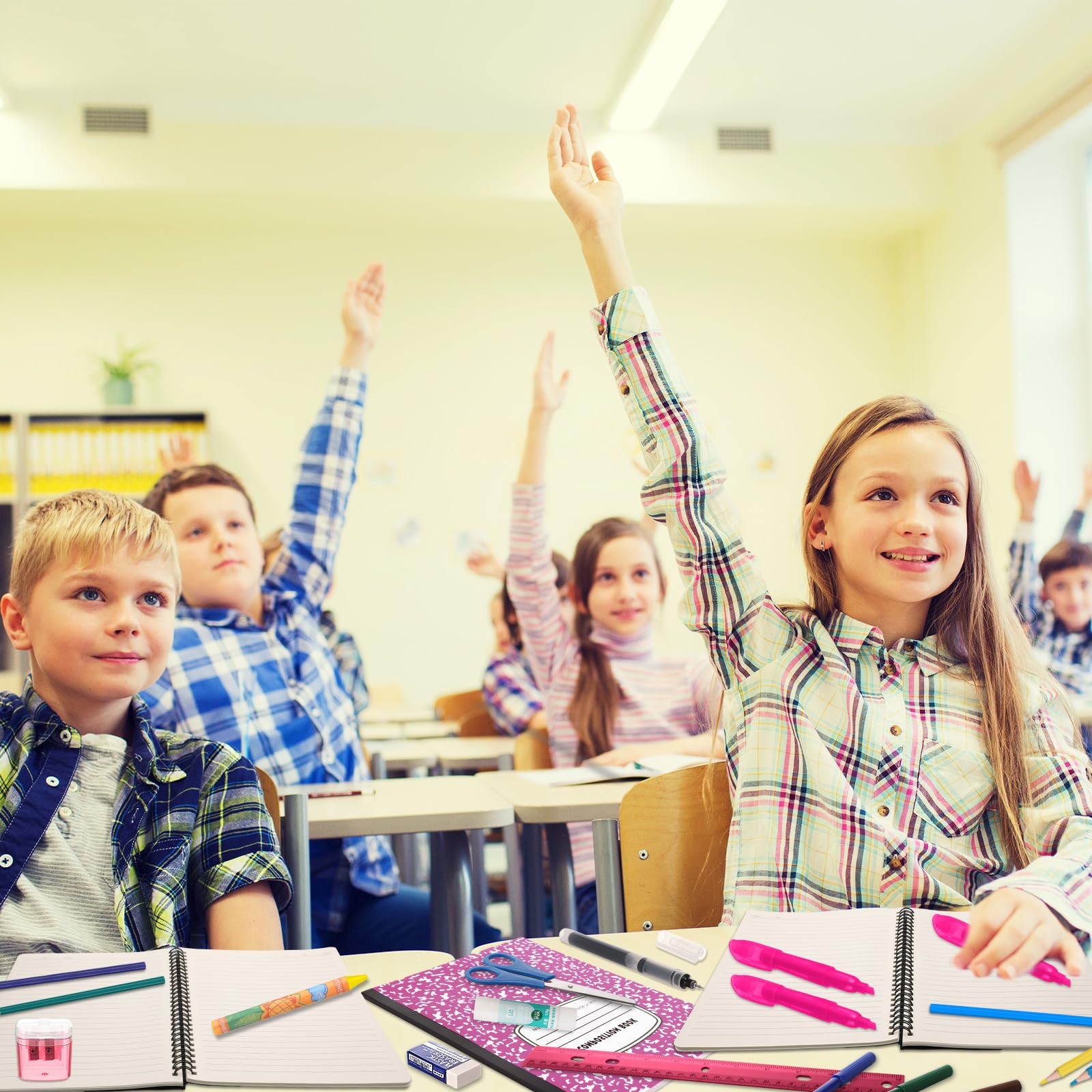 39 Pcs Back to School Supplies Kit, Include Pencils Scissors Ruler Eraser Crayon Sharpener Notebook Pencil Case Folder Notebook for Teachers & Kids - Supplies kit for Girls & Boys