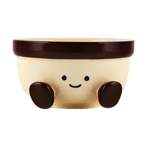 Kawashimaya Cute Cocoa Bean Series Ceramic Bowl - 15.5x8cm, Adorable Tableware for Kids & Adults