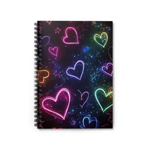 Neon Hearts Pattern Spiral Notebook | Ruled Journal
