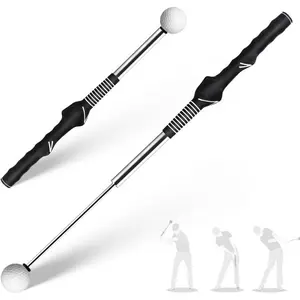 Right Left Handed Golf Swing Training Aid Retractable Portable with Click Sound Feedback Stainless Steel Shaft Anti Slip Grip Ideal for Indoor Outdoor Golf Practice