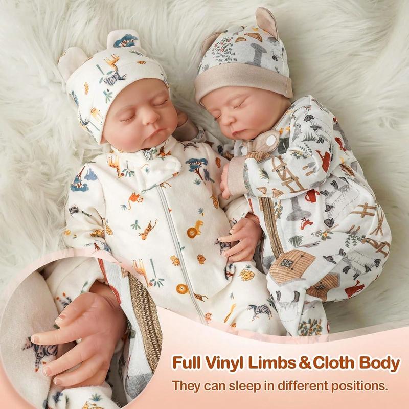 BABESIDE Lifelike Reborn Baby Dolls Twins, 17 /20 inch Soft Vinyl Limb Cloth body Dolls Realistic Newborn Real Life Baby Boy Girl Dolls with Clothes and Pacifier Toy Gift for Kids Age 3+