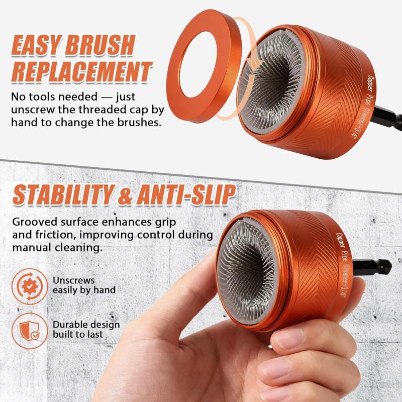 1/2" & 3/4" Metal Copper Pipe Cleaner Set for Drill, with 1/4" Hex Shank, 8PCS Replacement Abrasive Brush Blades Plumbing Tools for Cleaning Rust, Paint & Stains from Copper & Metal Pipes (Orange) 1/2" & 3/4" Metal Copper Pipe Cleaner Set for Drill, with 1/4" Hex Shank, 8PCS Replacement Abrasive Brush Blades Plumbing Tools for Cleaning Rust, Paint & Stains from Copper & Metal Pipes (Orange)