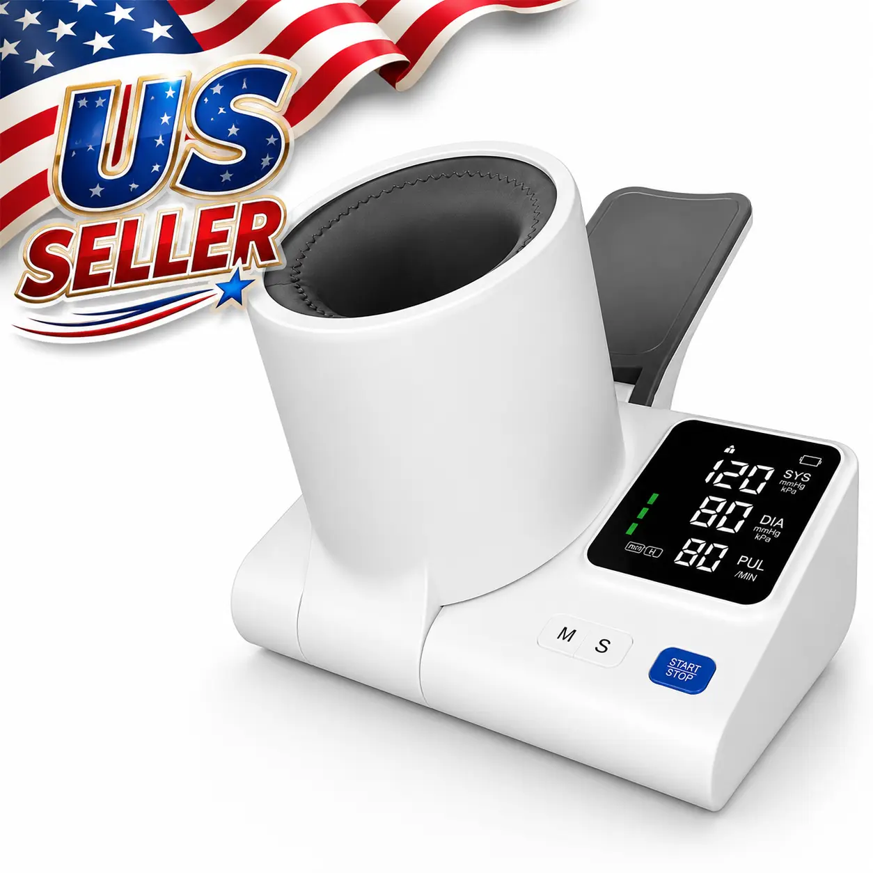 Blood Pressure Monitor, One-Touch Barrel-Type Upper Arm Blood Pressure Monitors for Home Use, No-Wrap Auto-Fit Design, Fits Arms 7.1"-16.5", 2 Users 2×99 Memory