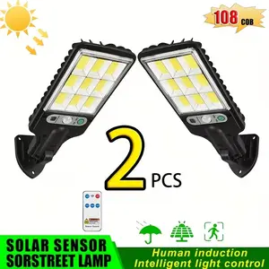 Solar Lights Outdoor, 6000 Lumens 2/4pack 108COB LED Solar Powered Motion Sensor Wall Lamp - IP65 Waterproof with Remote Control, Durable Security Light for Outside Wall, Garden, Yard, Porch
