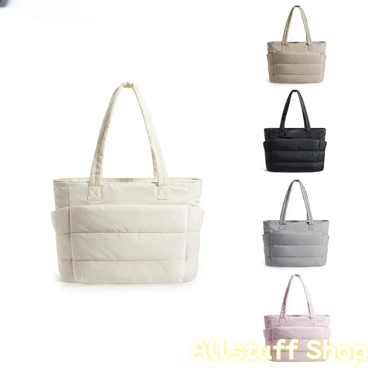 Puffy Bubble Tote Bag 3 Sizes for Women Quilted Laptop Shoulder Handbag, Lightweight Work Tote with Multiple Compartments for Travel & Work Organize Zipper Closure Durable Tote bag SpringStatements tiktokshopbacktoschool