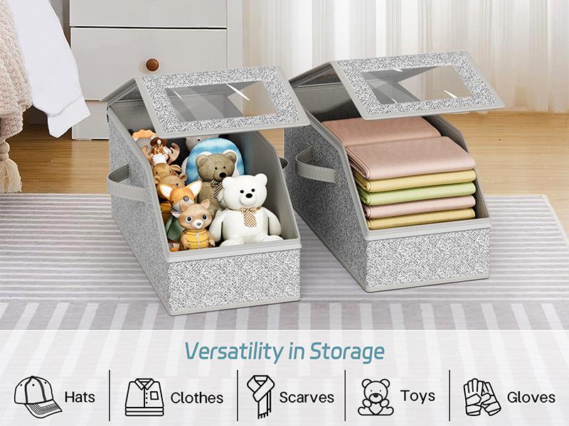 Stackable Hat Storage Boxes for Baseball Caps, Holds Up to 24 Hats, Durable Cardboard Box for Men, Classic Style, Wardrobe Organizer  storage storage organization organizer storage room storage adhd organization products Grey toy box Grey