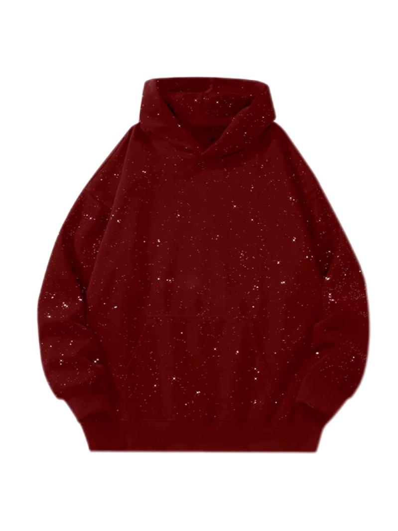 TELLFUN  Y2K Sequined Pullover Hoodie - Fashionable Casual Long-Sleeved Menswear Top with Pockets, Loose-Fitting Y2K Galaxy Sweatshirt for Autumn & Winter