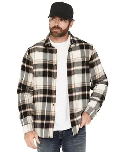 Brothers And Sons Men's Bunker Plaid Print Long Sleeve Button-Down Flannel Shirt - Basfa25fl3-Crm