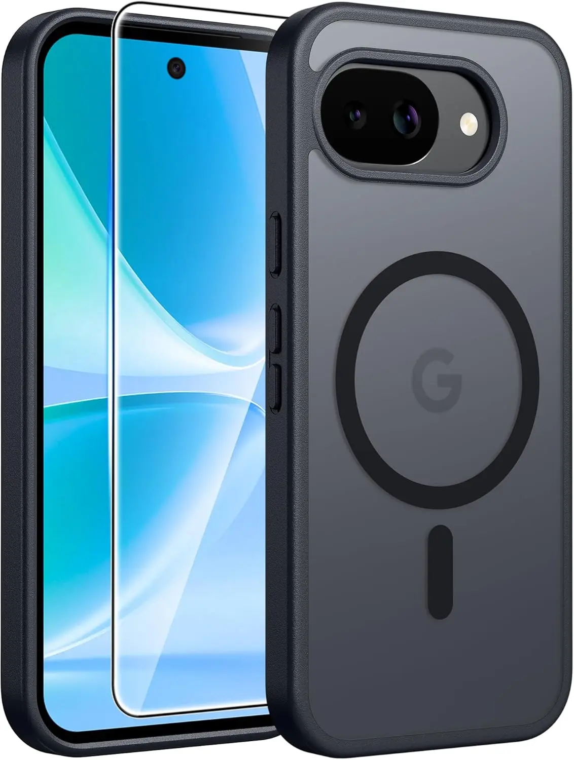 MagSafe-Compatible Wireless Phone Case for Google Pixel 10a (Black) - Translucent Matte Magnetic Back, 14FT Military-Grade Drop Proof Protection, Slim Shockproof Durable Cover, Scratch Resistant, Tempered Screen Protector Included (Phone Accessories)