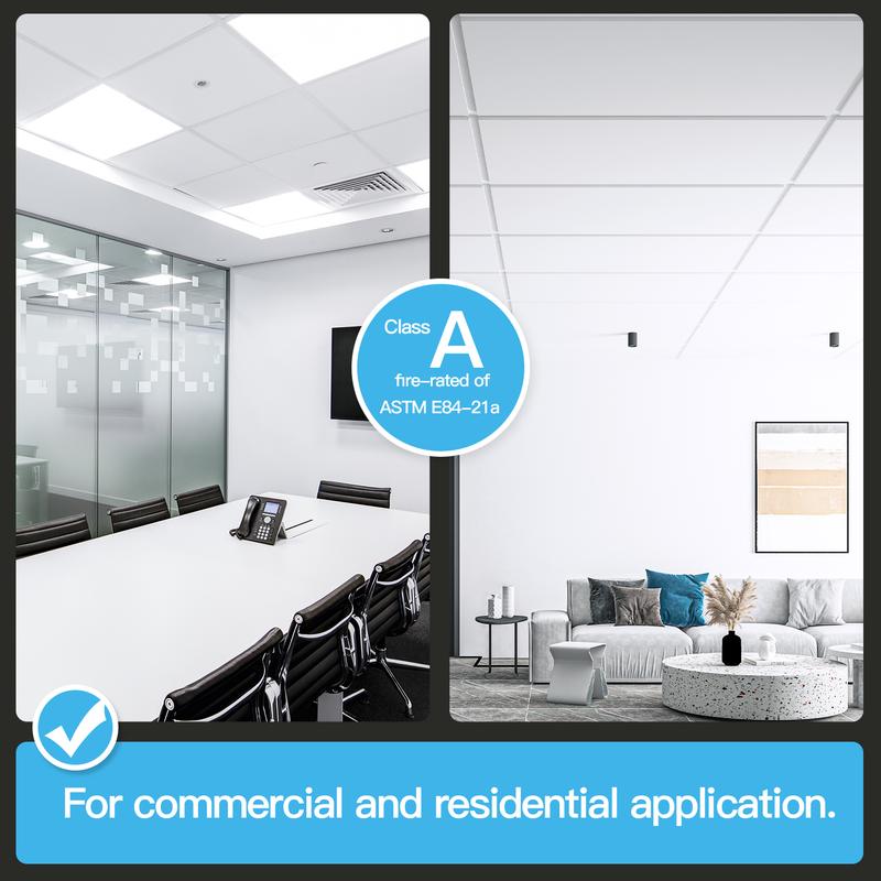 【New】Art3d Smooth Drop Ceiling Tiles 2x4 ft 10-Pack Fire-Rated Waterproof PVC Panels Reusable No Sag Crack Fits 15/16 T-Grid Covers 80 Sq Ft
