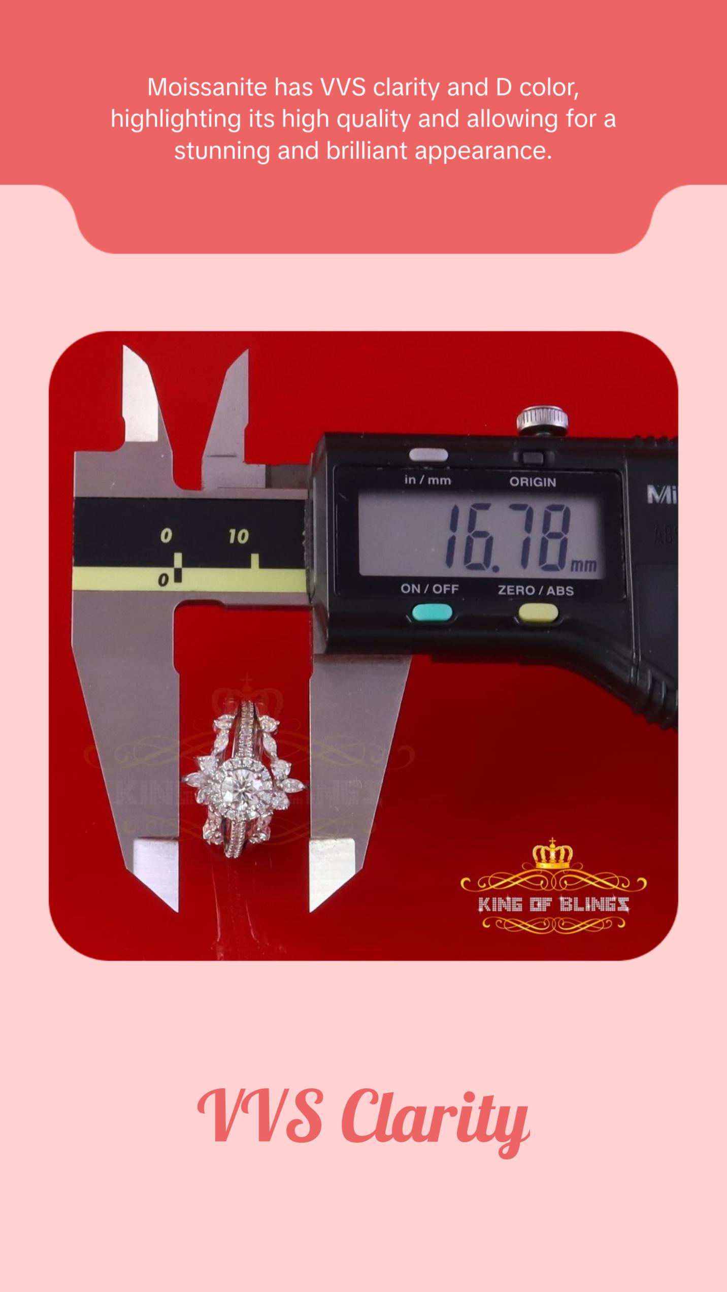 King Of Blings Solitaire Enhancer Guard Wrap Ring Insert 1.66ct Moissanite 925 White Silver