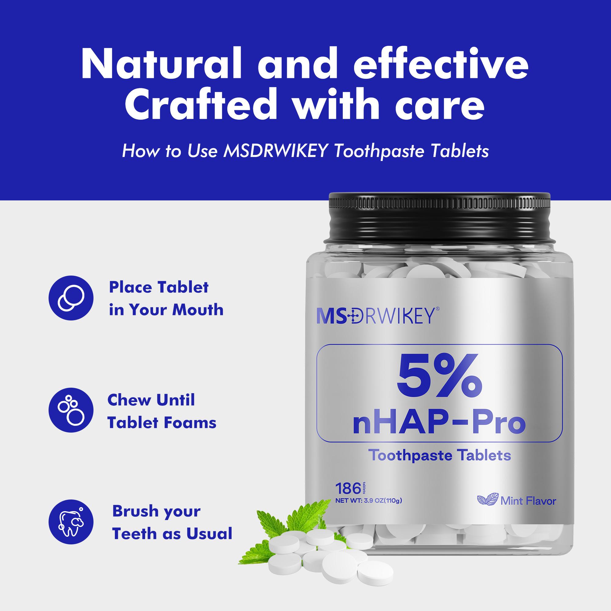 MSDRWIKEY Solid Toothpaste Tablets – Fluoride-Free, Eco-Friendly, Fresh Breath, Gentle Natural Oral Care