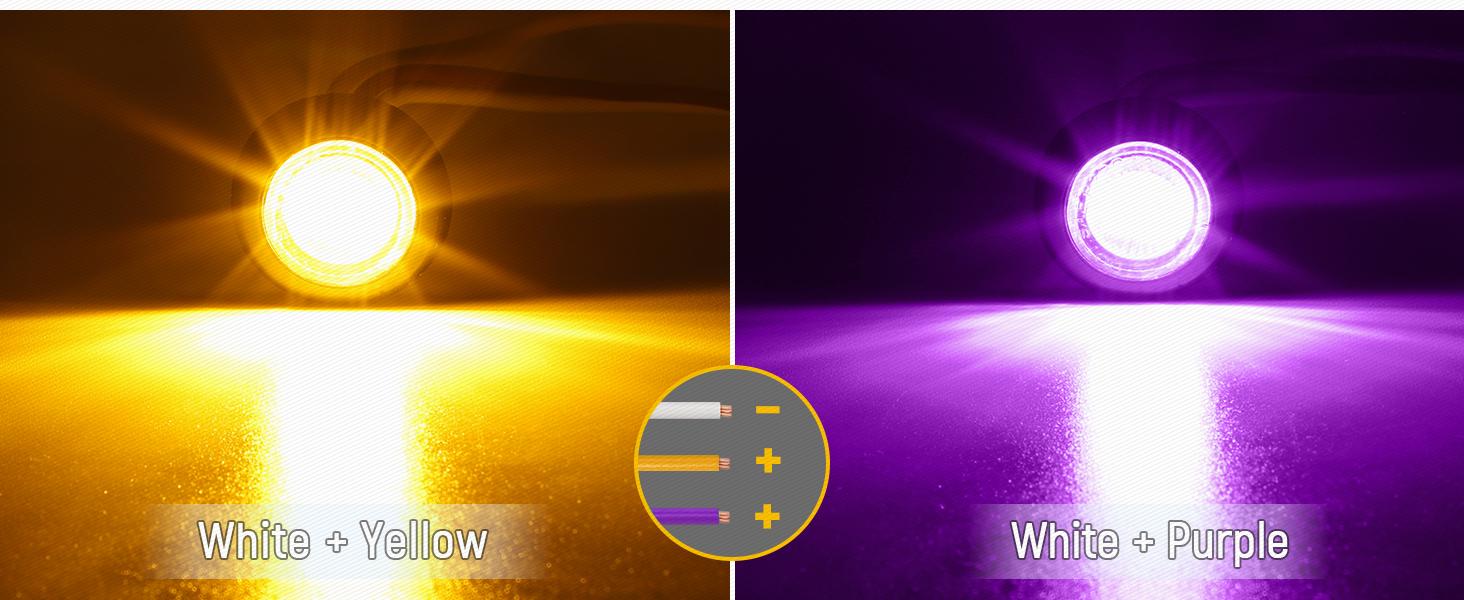 Partsam Dual Color LED Marker Light Amber to Purple, 3/4" Round, Pack of 10