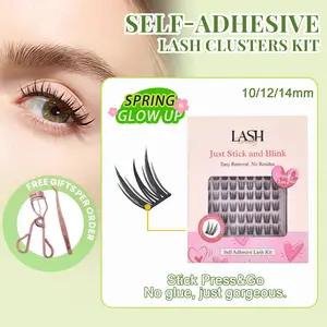 Lashterally Cupid's Love Self-adhesive Lash Clusters Kit Pre-glued Ultra Lightweight Easy Apply Easy Removal DIY D Curl Eyelash Cluster 10mm/12mm/14mm 90 Clusters False Eyelashes for Halloween Party Makeup Flawless Cosmetic