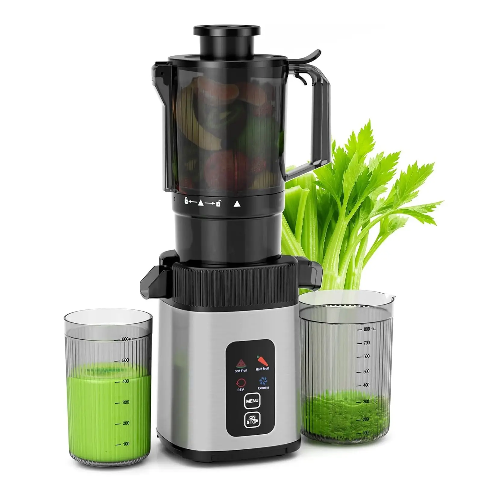 Cold Press Juicer, 4.4" Wide Feed Chute, Slow Masticating for Whole Fruits & Vegetables, Up to 93% Juice Yield, BPA-Free Materials, Quiet Motor, Easy to Assemble & Clean, for Home Kitchen, Dorm, Office tiktokshopbacktoschool
