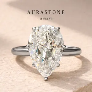 【#98 PR】S925 sterling silver 12-carat pear-shaped cut gorgeous lab-grown gemstone women's engagement/proposal ring