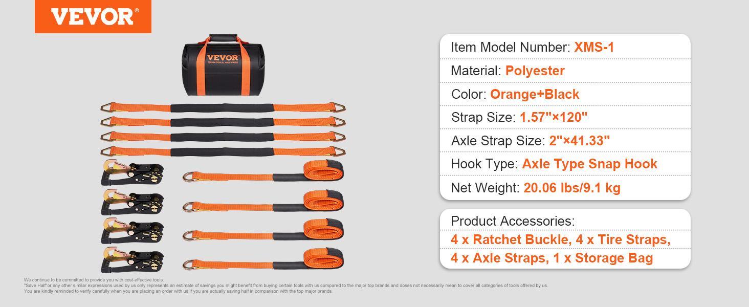 VEVOR Ratchet Tie Down Straps 4-Pack Kit, TikTokShopBlackFriday, 2" x 120" Tire Straps, 5512 LBS Working Load, 11023 LBS Breaking Strength, Car Tie Down Straps with Snap Hooks for Passenger Car, Truck, Trailer VEVOR Ratchet Tie Down Straps 4-Pack Kit, TikTokShopBlackFriday, 2" x 120" Tire Straps, 5512 LBS Working Load, 11023 LBS Breaking Strength, Car Tie Down Straps with Snap Hooks for Passenger Car, Truck, Trailer