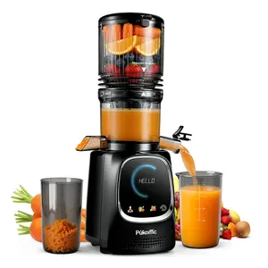 Pukomc Wide-Caliber Slow Juicer 5.3-Inch Feeding Chute, Intelligent Automatic Juicing, Reverse Function, Easy Clean, Ideal for Soft & Hard Fruits