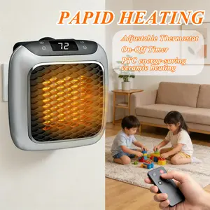 Portable Wall Outlet Space Heater,800W  Plug in Electric Heater with Adjustable Thermostat,12-Hour Timer, Auto Shut Off,PTC Ceramic Fast Heat Safely for Bedroom Bathroom Office,Portable Plug in Small Space Heater for Indoor