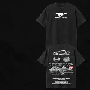 Ford Mustang GT Vintage Washed Oversized T-Shirt – Dark Car Graphic Tee, Car Streetwear Unisex Shirt