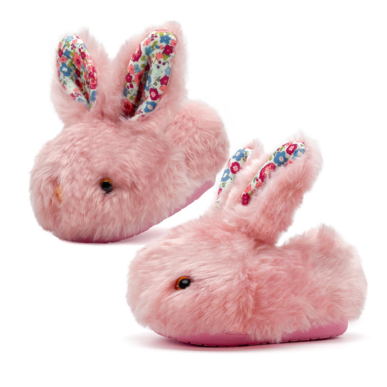 Lumubby Toddler Bunny Slippers for Girls and Boys Soft Plush Non-Slip Warm Winter Indoor Shoes with 3D Eyes and Ears Adorable Design