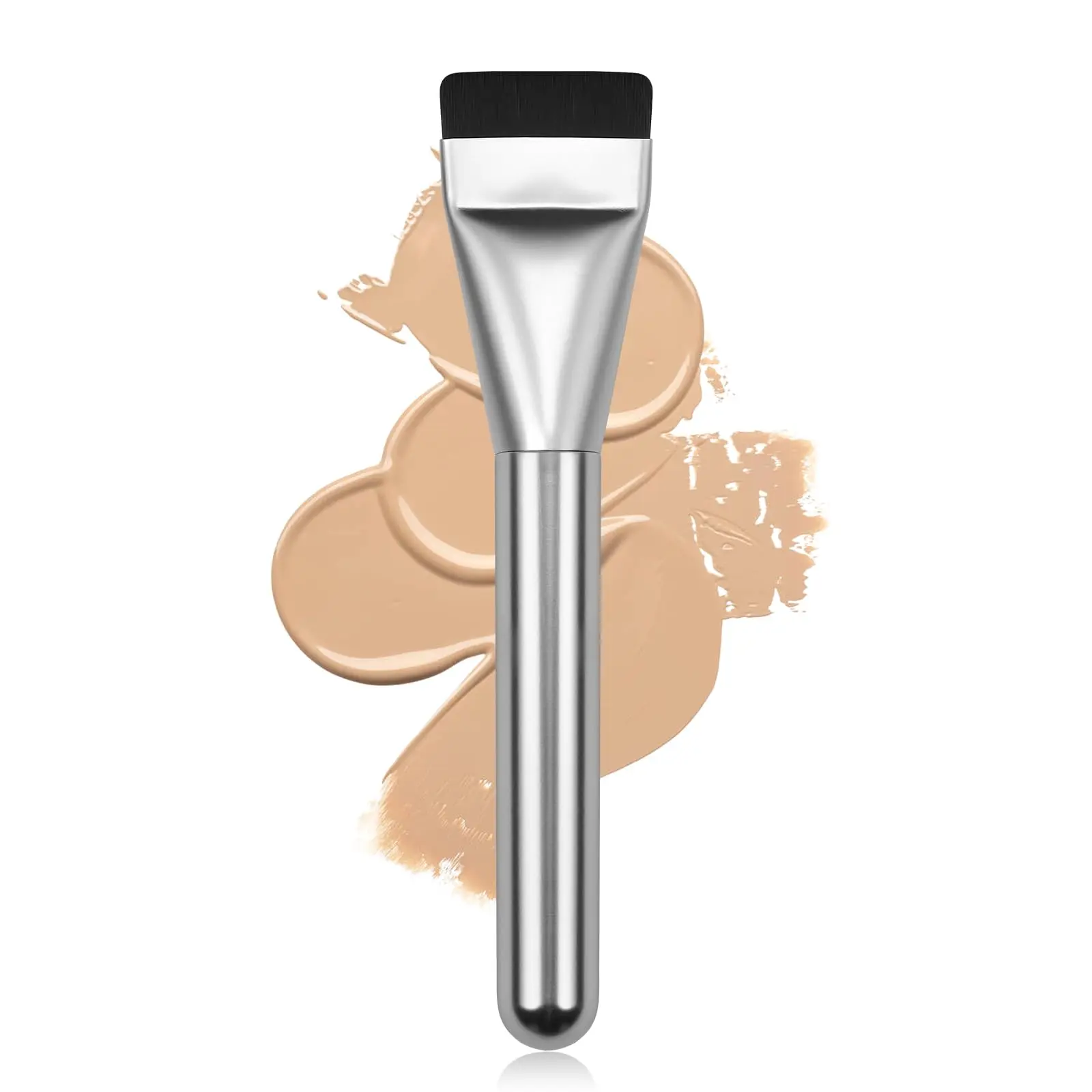 Foundation Brush and Korean Spatula Set with Soft Synthetic Bristles for a Flawless, Even Finish - Cruelty Free Vegan Make Up Tools for Liquid Foundation, BB Cream, and Facial Masks, Flawless Finish, Premium Synthetic Bristles