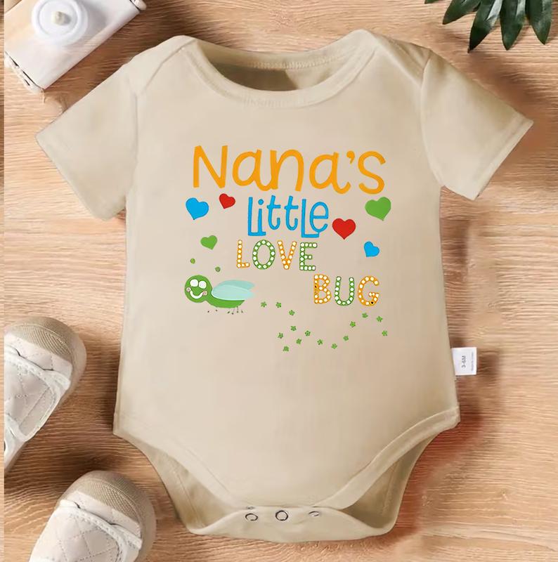 1pc Baby Crawling Suit - Heather Gray Onesie with "Nana's Little Love Bug" Print - Soft Cotton Outfit for Newborns & Toddlers 0-3 Years - Perfect Family Gift - Machine Washable Infant Wear